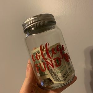 “College Fund” mason jar bank